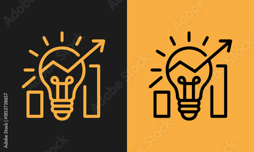 Innovative ideas leading to business success and financial growth concept icon