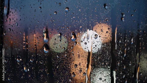 Raindrops on Glass - A Nighttime Cityscape Through a Window.