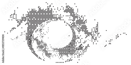 Abstract Halftone Dot Pattern of a Circular Swirl.
