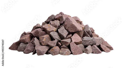 Pile of rough gray stone natural rock construction material isolated on transparency background rugged texture outdoor use landscaping quarry building supply earthy neutral color