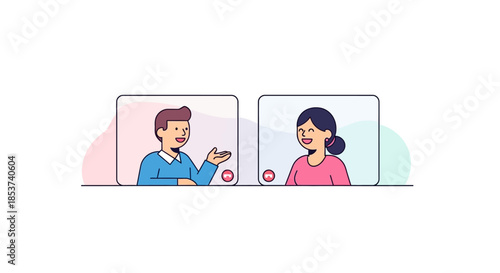 Man and Woman Video Calling on Computer.