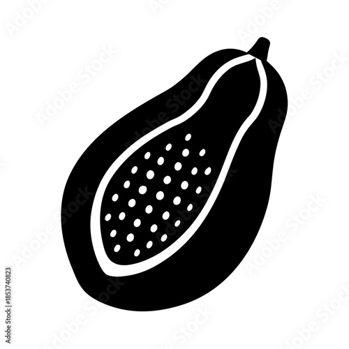 vector clip art papaya with black outline for web and graphic design