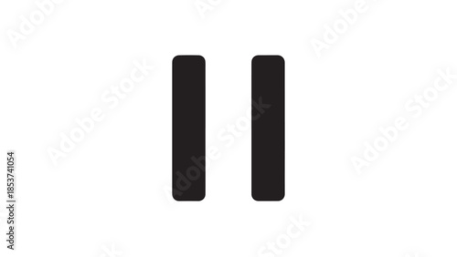 Minimalist two-bar pause symbol in black abstract graphic design.