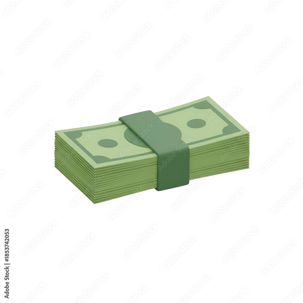 Obraz premium Stack of banknotes with rubber band.