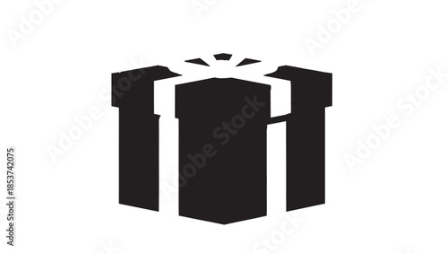 Abstract black emblem of three pillars with a central curved form forming a bold minimalist logo.