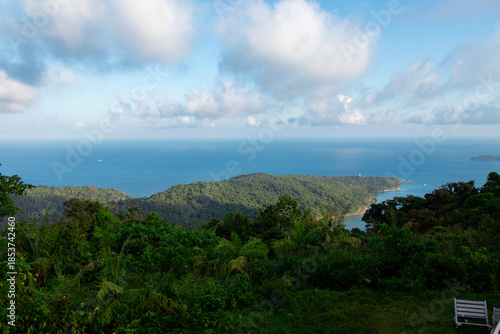 Panoramic View of North Bay Island and Tropical Coastline from Mount Harriet, Andaman Islands, India
