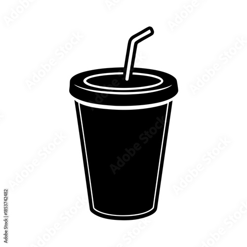 vector clip art soft drink cup with black outline for web and graphic design