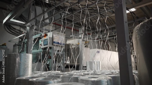 Industrial Weaving Machinery In Operation, Fiber Manufacturing Equipment With Precision Controls