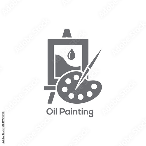 Female Artist Icon with Palette and Brushes, Minimal Oil Painting Logo, Monochrome Vector Symbol for Creative Art Studio Branding

