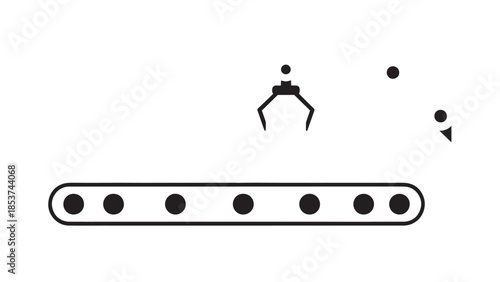 Illustration of an assembly line worker and conveyor belt in an industrial setting for manufacturing and production.