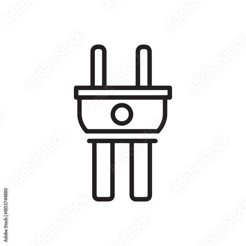 Minimalist line drawing of a two-prong electrical plug icon for technology and power design.