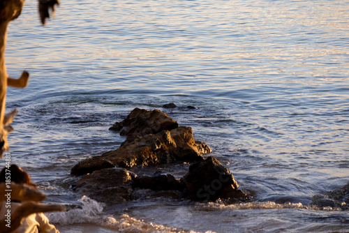 Rocky Shoreline at Chidiya Tapu Beach, Andaman Islands During Golden Hour
