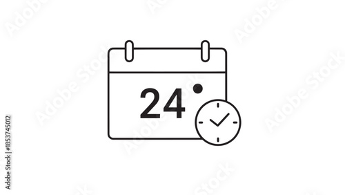 Calendar and clock icon illustrating date, time, and scheduling for planning and reminders.