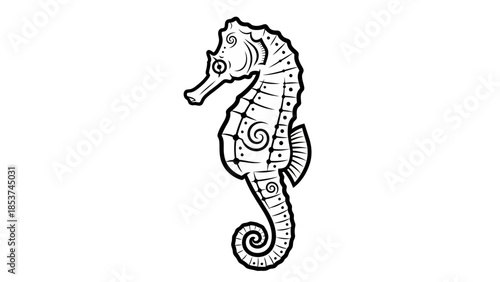 Hand Drawn Intricate Seahorse Line Art Vector Illustration