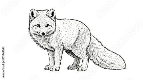 Cute cartoon vector illustration of a wild fox sketch and domestic feline kitten isolated on white