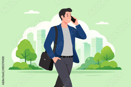 public speaking skills, executive management skill to communicate with employee, , illustration of a person expressing an opinion, businessman makes a speech giving direction to employees