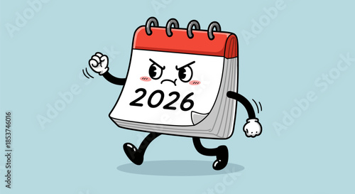 Angry Cartoon Calendar Character Running Freely.