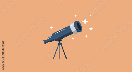 Blue Telescope on Tripod Stargazing Device.