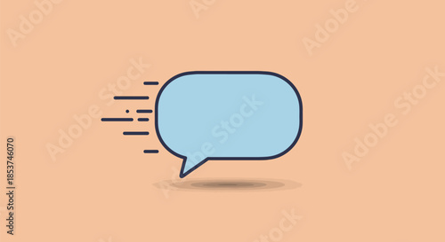 Blue Speech Bubble Icon Illustration.