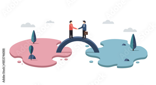Business People Shaking Hands on Bridge.
