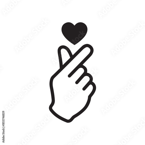 Korean finger heart hand gesture icon or symbol for apps and websites
