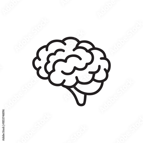 Brain or mind side view flat vector icon for medical apps and websites