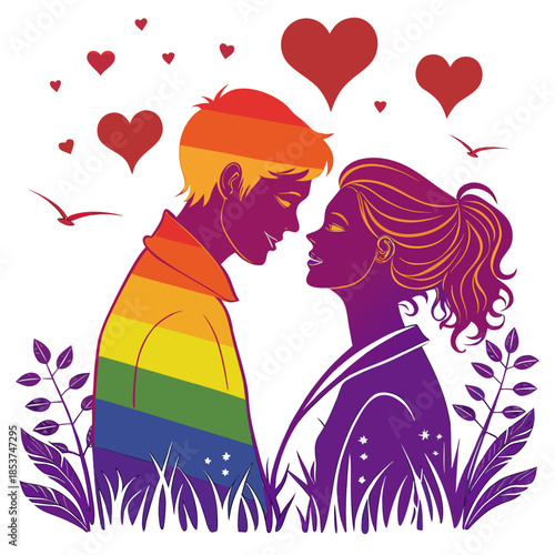 Couple sharing headphones and music modern love (1).ai