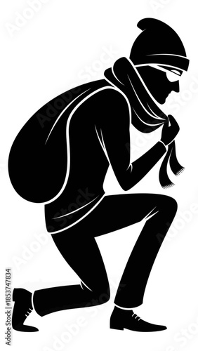 silhouette of a robber with a sack