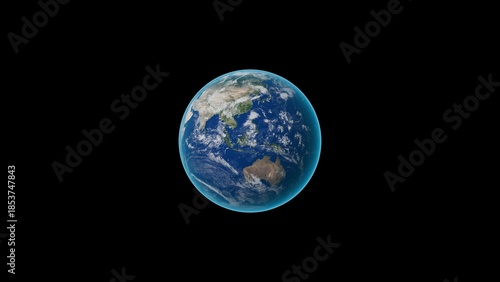 Realistic Planet Earth with Clouds Isolated on Black Background - 3D Illustration