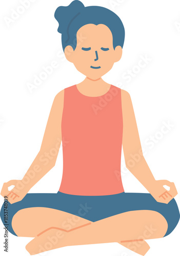 マインドフルネス瞑想をする女性のイラスト