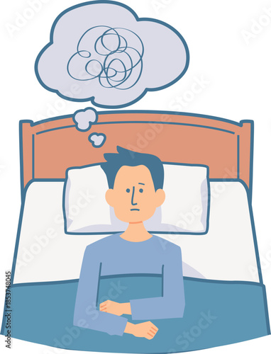 眠れない男性のイラスト