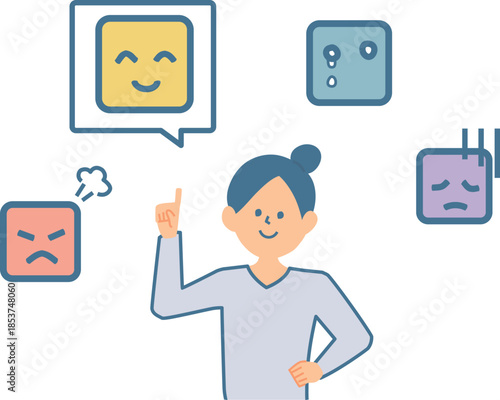 感情をコントロールする女性のイラスト