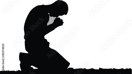 silhouette of a young man crying in love