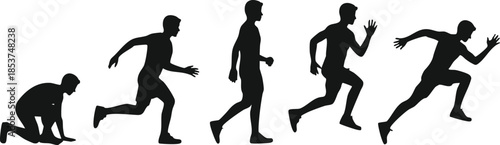 Sequence of a Runner Silhouette, silhouette, illustration, vector