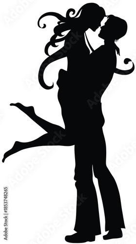 silhouette of a girl friend and boy friend