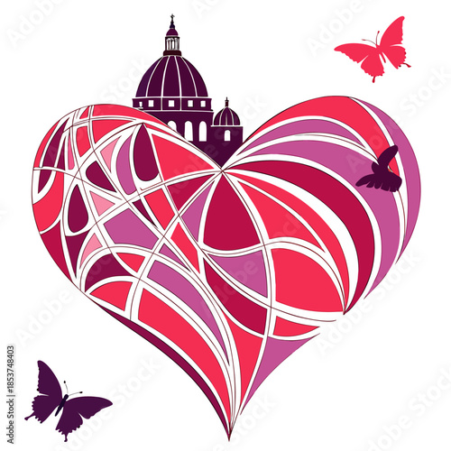 Romantic couple holding hands under heart shaped.ai