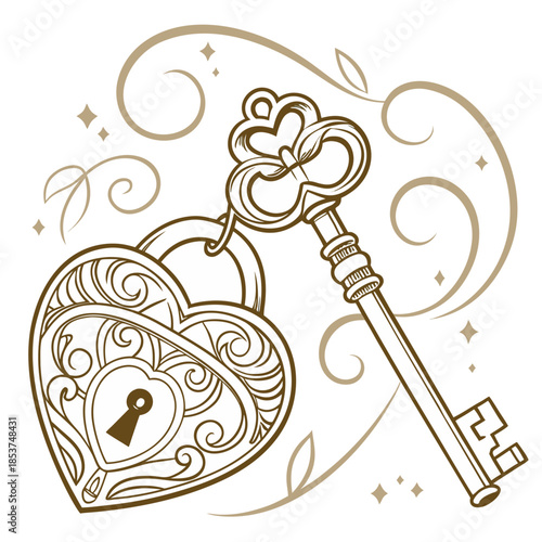 Valentine golden heart lock and key concept luxury (1).ai