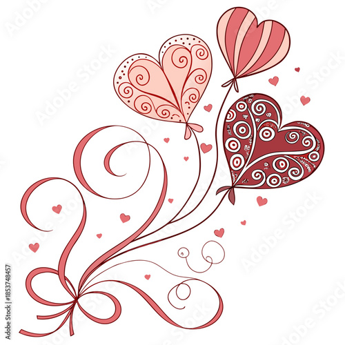 Valentine romantic background with layered hearts