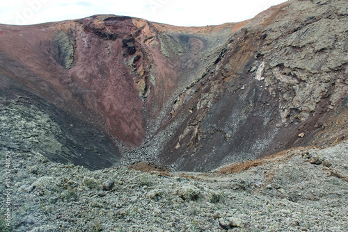 Crater of volcanic lava in Lanzarote, Canary Islands, Spain