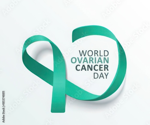 Teal ribbon for World Ovarian Cancer Day awareness campaign