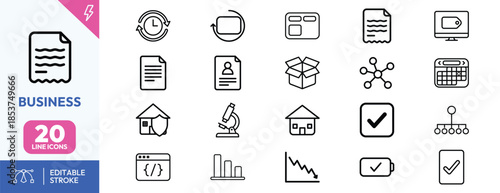 Business Administration Line Icons Set