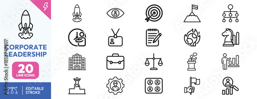Corporate Leadership Strategy Icons