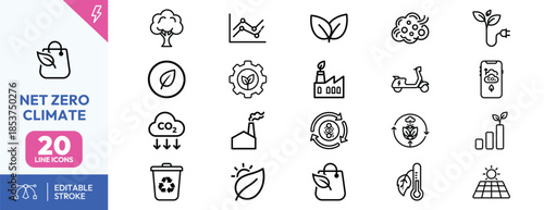 Net Zero Climate Action Icons