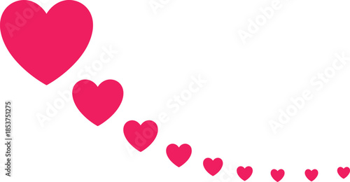 Pink heart icons illustration, love symbol collection, romantic valentine design elements, affection concept, minimal flat graphic, modern colorful artwork