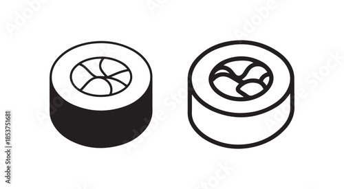 Minimalist Maki Sushi Roll Vector Line Icon Set For Japanese Restaurant Branding and Food Design