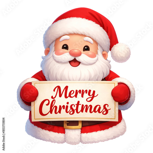 Santa's Holiday Cheer With Merry Christmas Sign