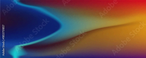 A dynamic abstract background featuring a smooth transition of colors from fiery red and orange to deep blue and teal overlaid with a fine grain