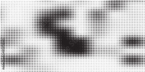 Black and white halftone texture. Circle halftone. Round dotworkd istressed dotted vector background.