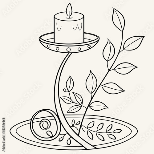 Decorative candle holder with leaf design