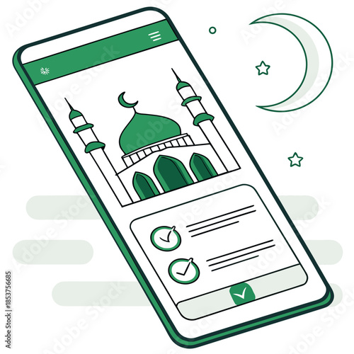 Islamic prayer tracker app on smartphone